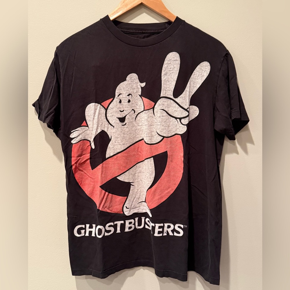 Men's Distressed Vintage Ghostbusters Black Graphic Tee‎ Size Large